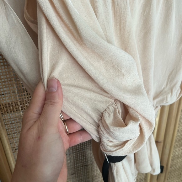 Anthropologie Cream Drapey Blouse with Tie Belt - Picture 7 of 12
